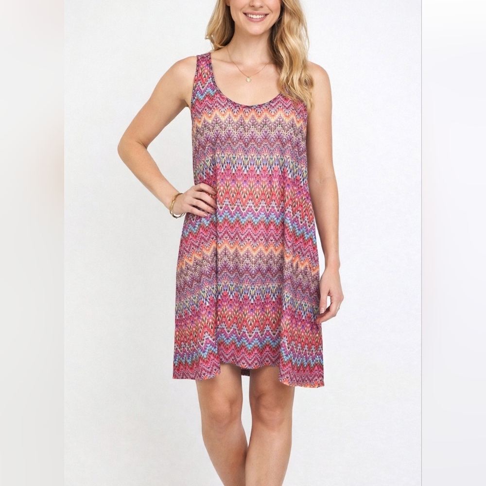 Gottex Profile Women's Long Swim Cover Up High Low Semi Sheer Multi Color M/L